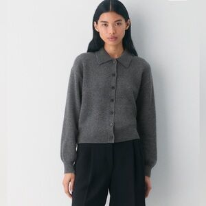 Aritzia Princely Wool Gray Button-Up Cardigan